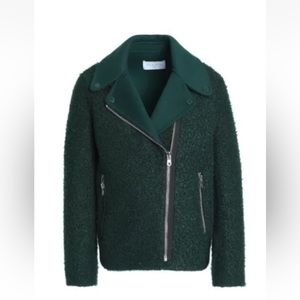 Sandro Paris Wool Moto Green Jacket Coat